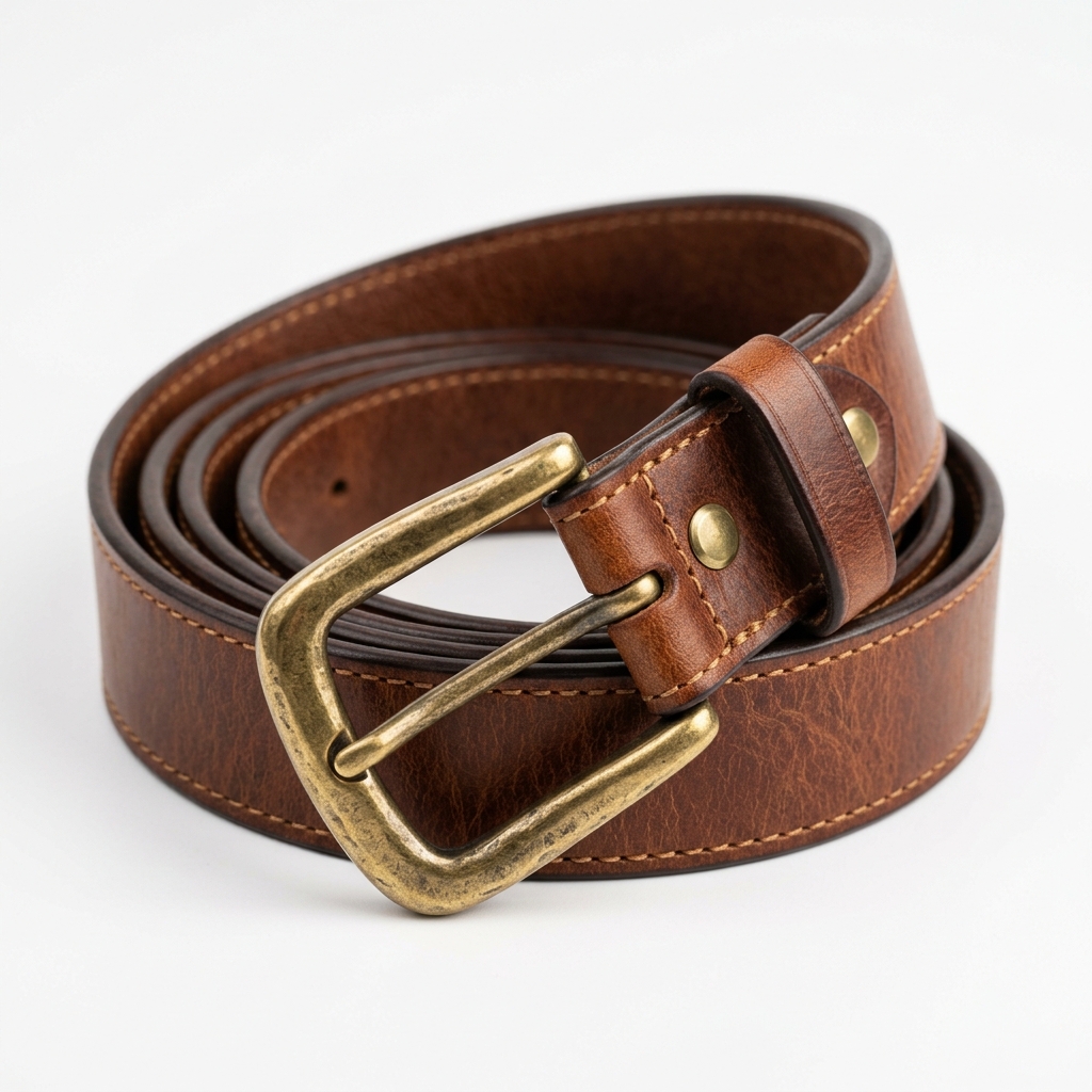 Artisan Leather Belt with Brass Buckle